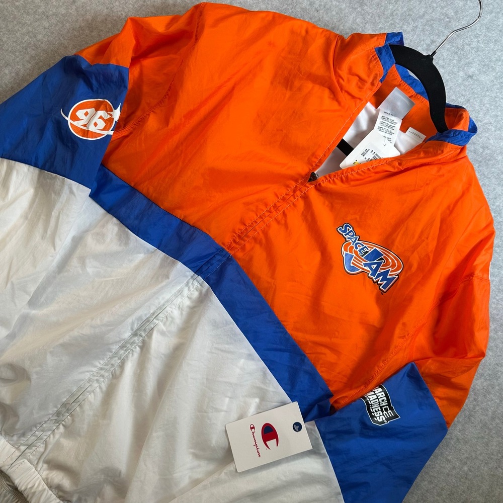 Champion Space Jam Windbreaker Jacket Orange Blue White Colorblock Mens Medium